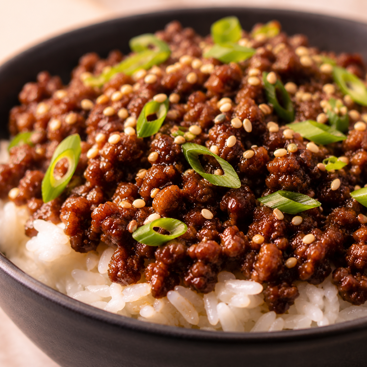 Carne Moída Oriental com Shoyu e Gergelim